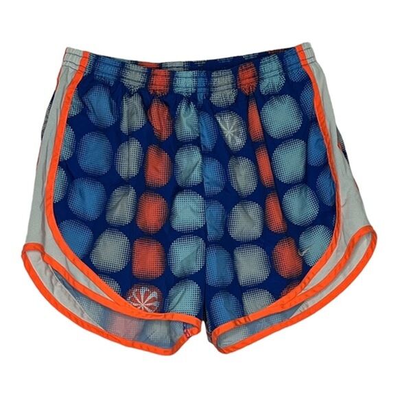 Nike Shorts Women Medium Orange Blue Geometric Print Athletic Running Athleisure - Picture 1 of 5